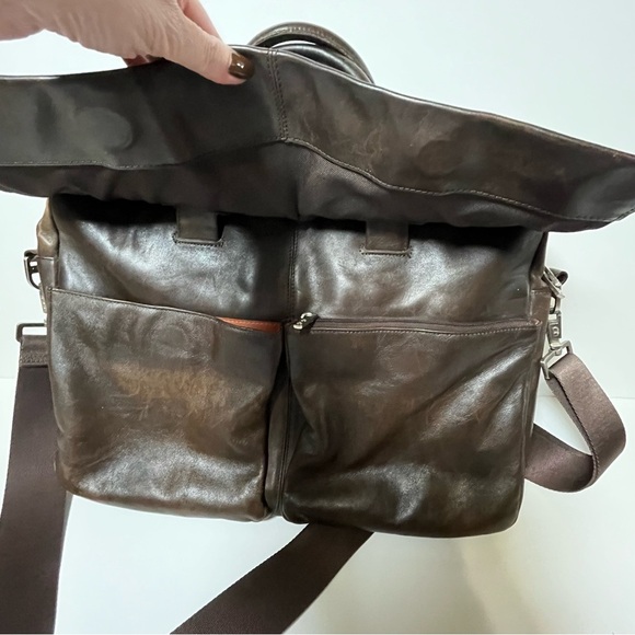 Knomo London Brown Leather 17”x 12" Professional Laptop/Briefcase Work Office - Picture 5 of 8